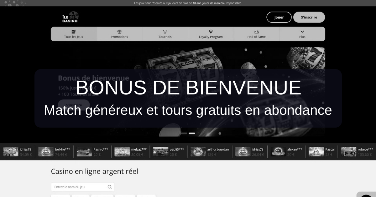 Ile De Casino et son offre de bienvenue